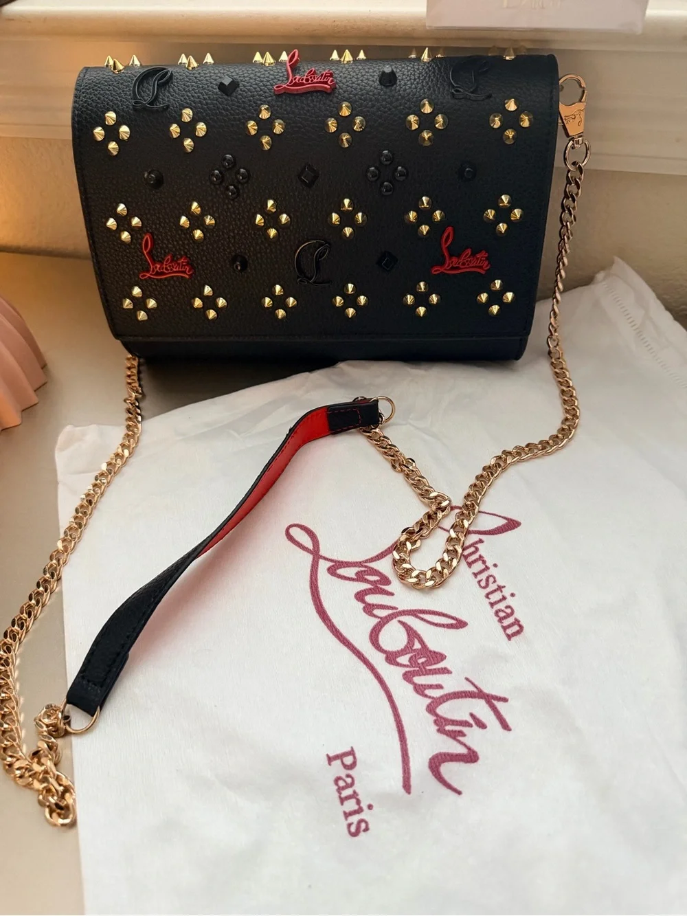 New  Black Studded Clutch Shoulder Bag